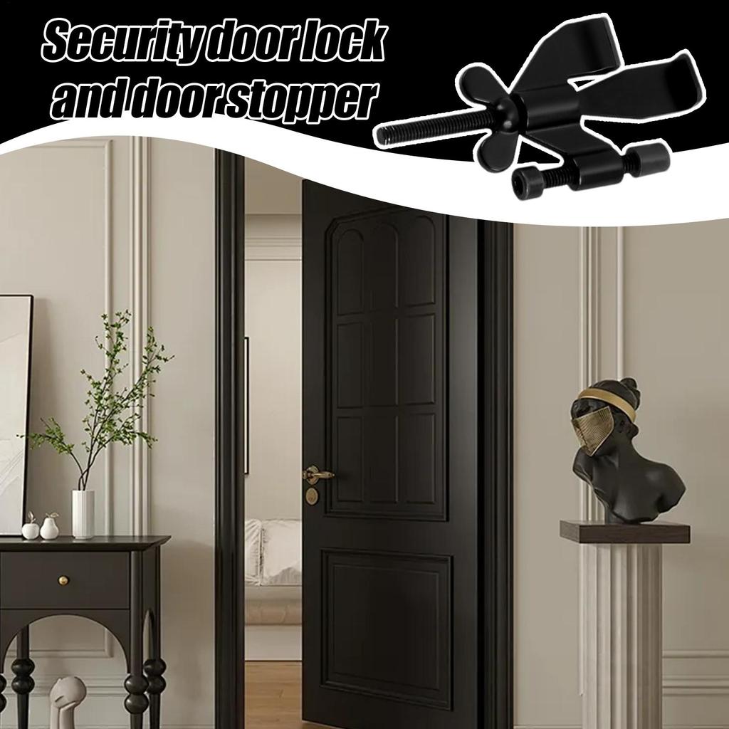 Security Door Stopper Adjustable No Drill Jammer Door Jammer Stopper Security Lock For Apartment Dorm Hotel College Traveler