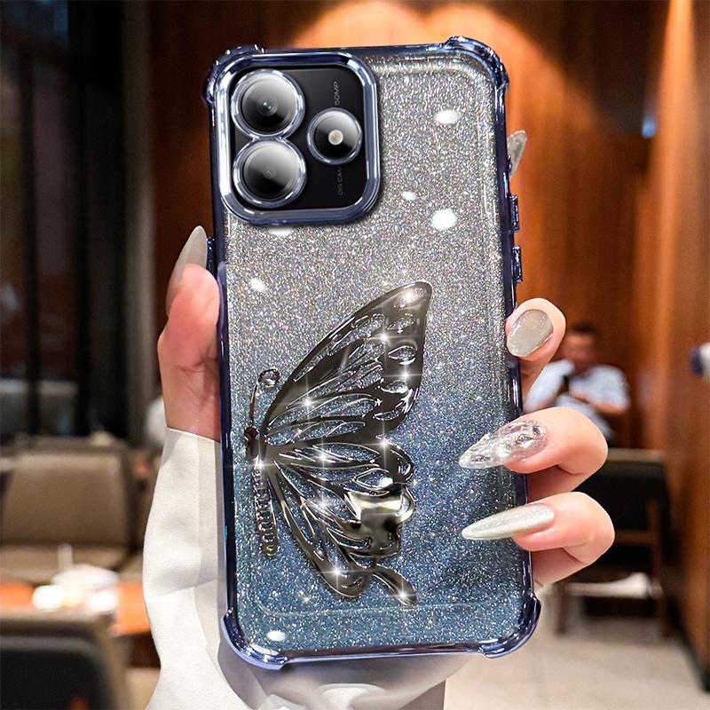 Laserfjäril Stötsäker Glittrande Pläterad Fodral för Xiaomi Redmi Note 15 15C 14 14C 13 13C 12 11 Pro Plus 4G 5G Skydd
