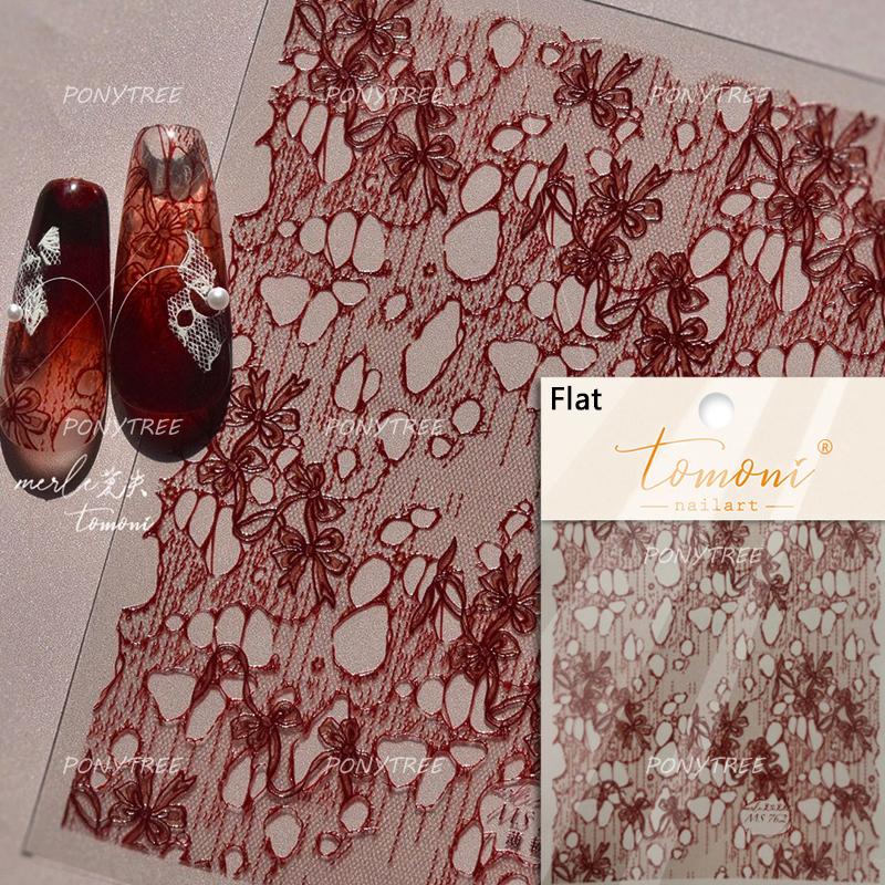 Retro White Lace Fabric Piece Bowknot English Letter Decorative Border Irregular Cloth Block Adhesive Nail Art Stickers Decals
