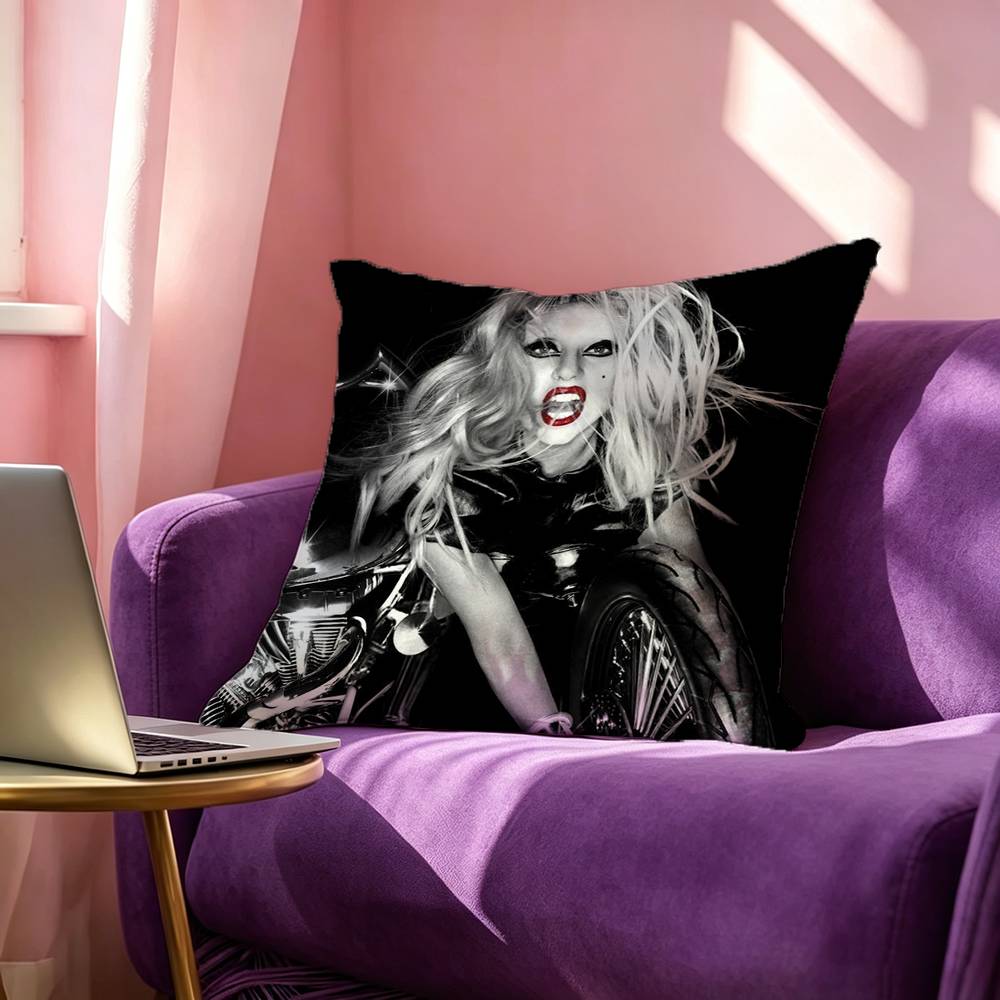 Cool Lady GAGA Square Double-Sided printed Pillow Case Bedroom Bedside Pillow Sofa Cushion Cover