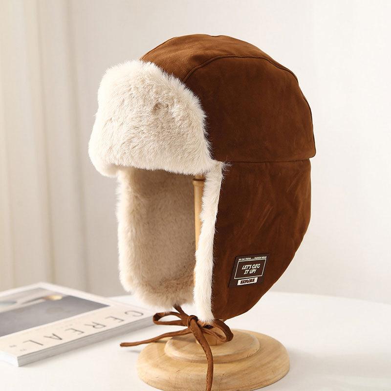 Hats men's and women's autumn and winter Lei Feng hats men's velvet winter ear protectors thickened warm pilots windproof and cold-proof hats women