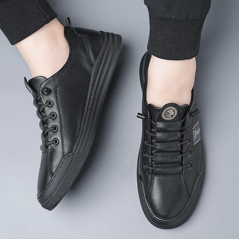 Fashion Simple White High-end Men's Leather Casual Shoes Commuting Daily Business Work Shoes Anti Slip Comfortable Men's Driving Shoes