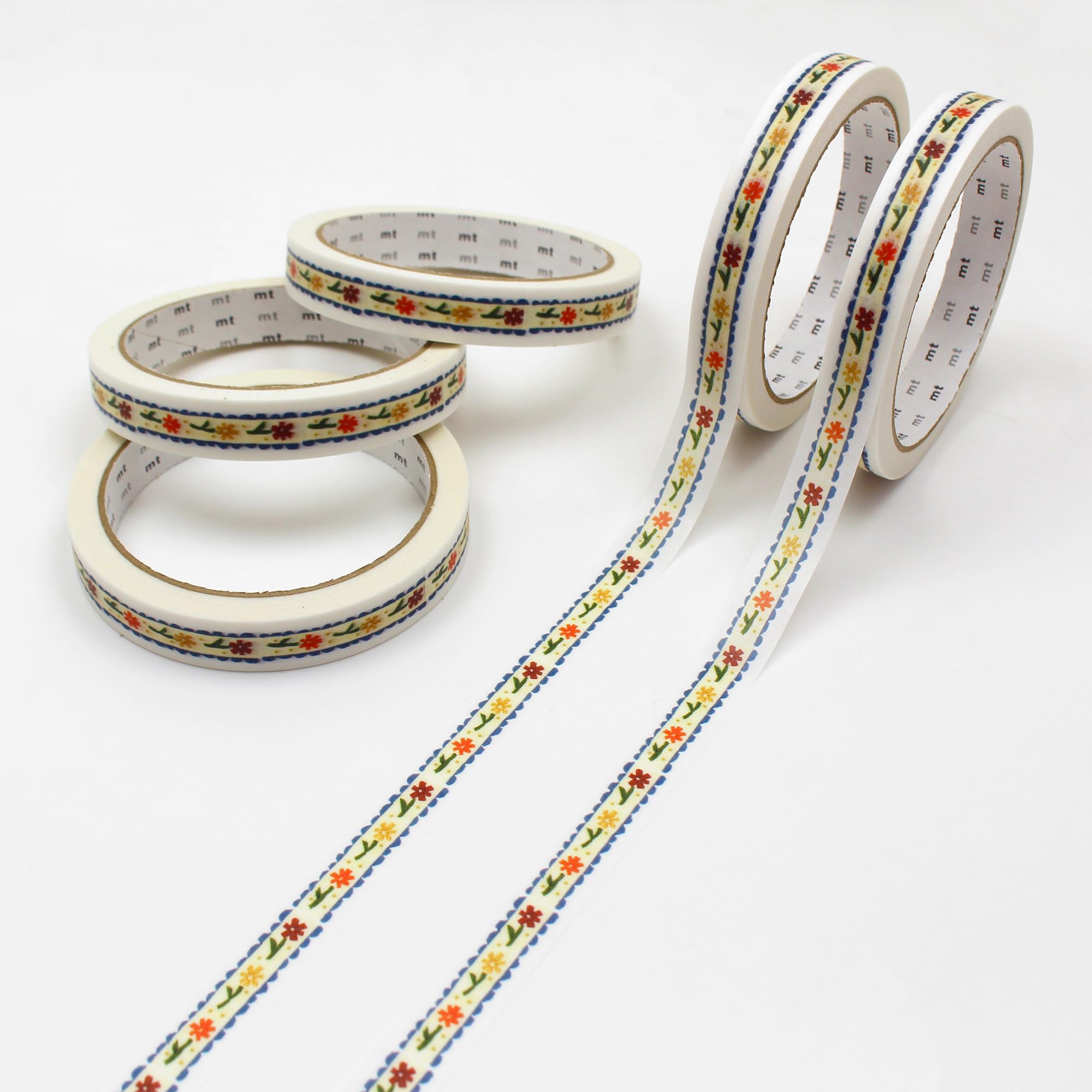 

mt Large Core Ribbon Flower Wrapping Gift Kamoi Kakoshi Cute Pattern Masking Tape Cellophane Tape 5-Pack (Strong Adhesive/Washi Paper) (Official