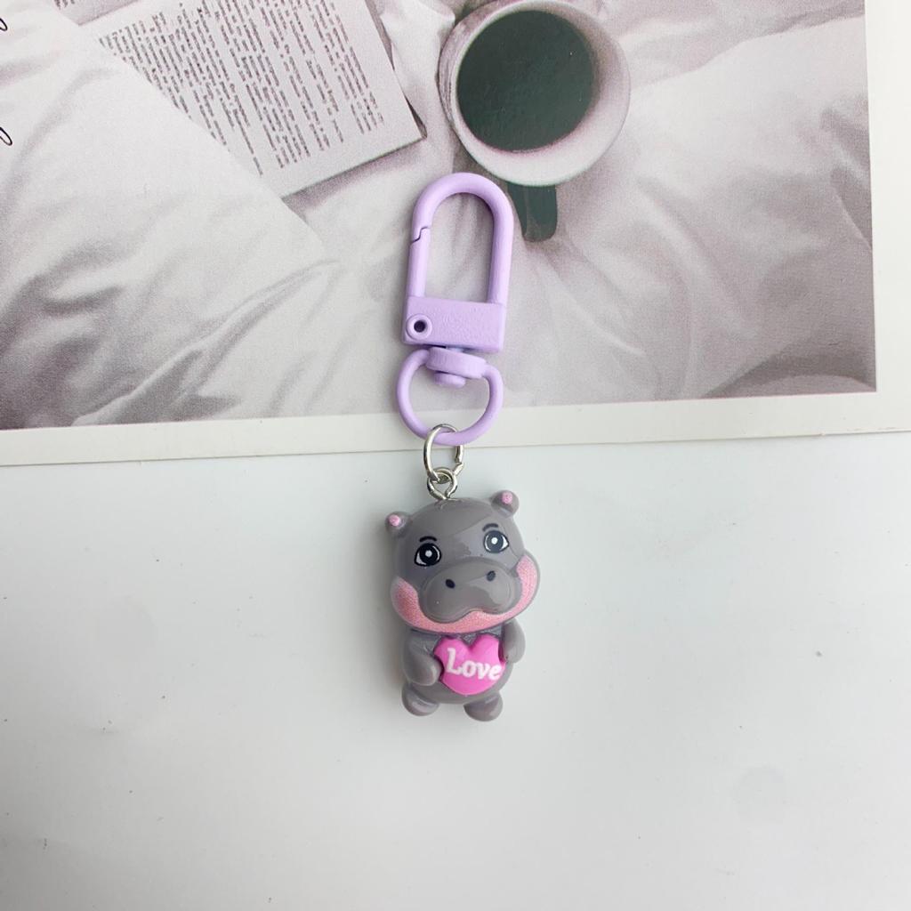 Adorable Cartoon Hippo Keychain: Cute Pendant for Bags & Gifts