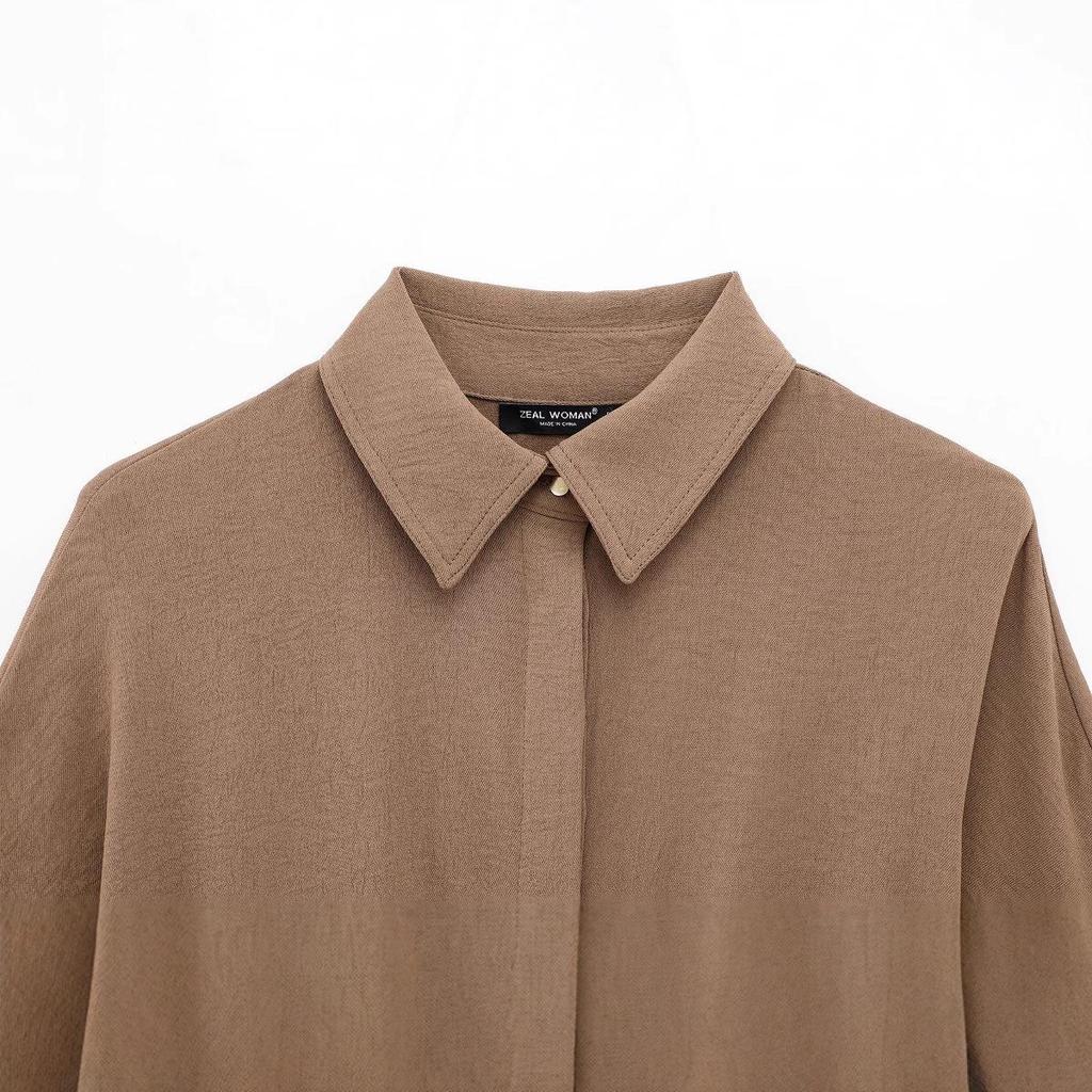 2025 Spring Women's European & American Style Long Sleeve Lapel Shirt with Casual Pants