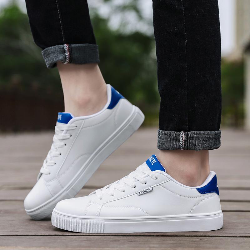 Autumn Spring Men's Casual Leather Sneakers Classic Male Students Daily Walking White Skateboard Shoes