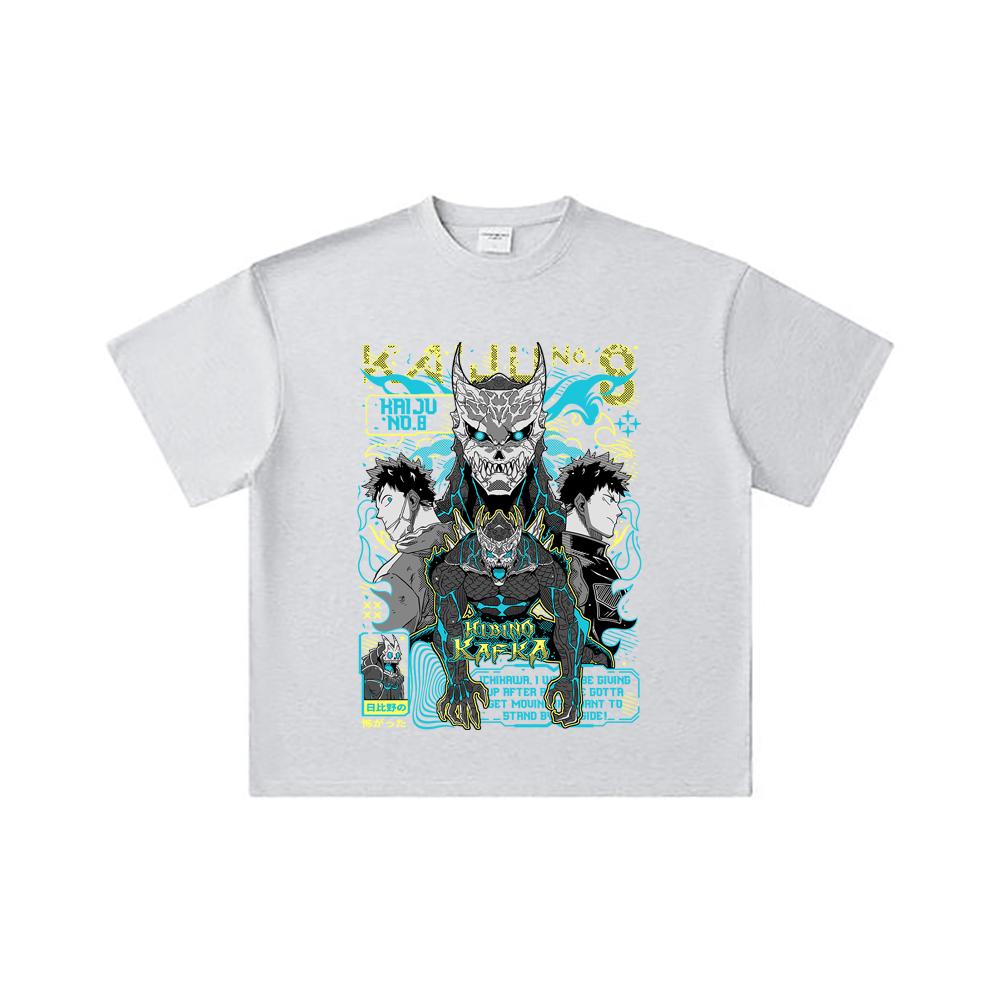 260 GSM Double Yarn 32 Count 100% Cotton Kaiju No 8 V20 Kafka Print Unisex Heavy Cotton T Shirt