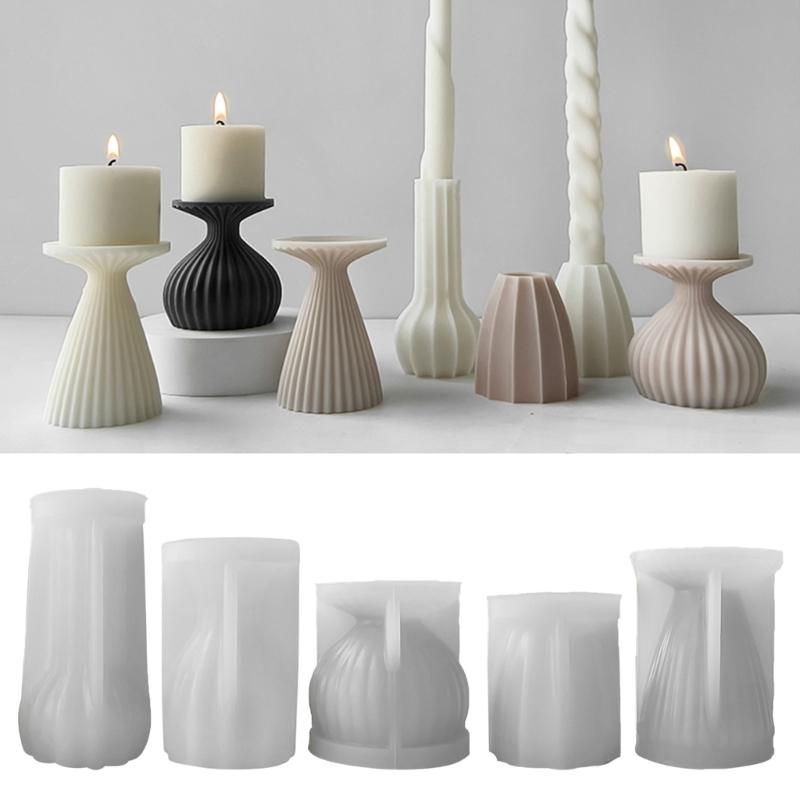 Epoxy Candlestick Silicone Mold Candle Base Mould Geometric Candle Holders Molds DIY Ornaments Home Decorations Mould