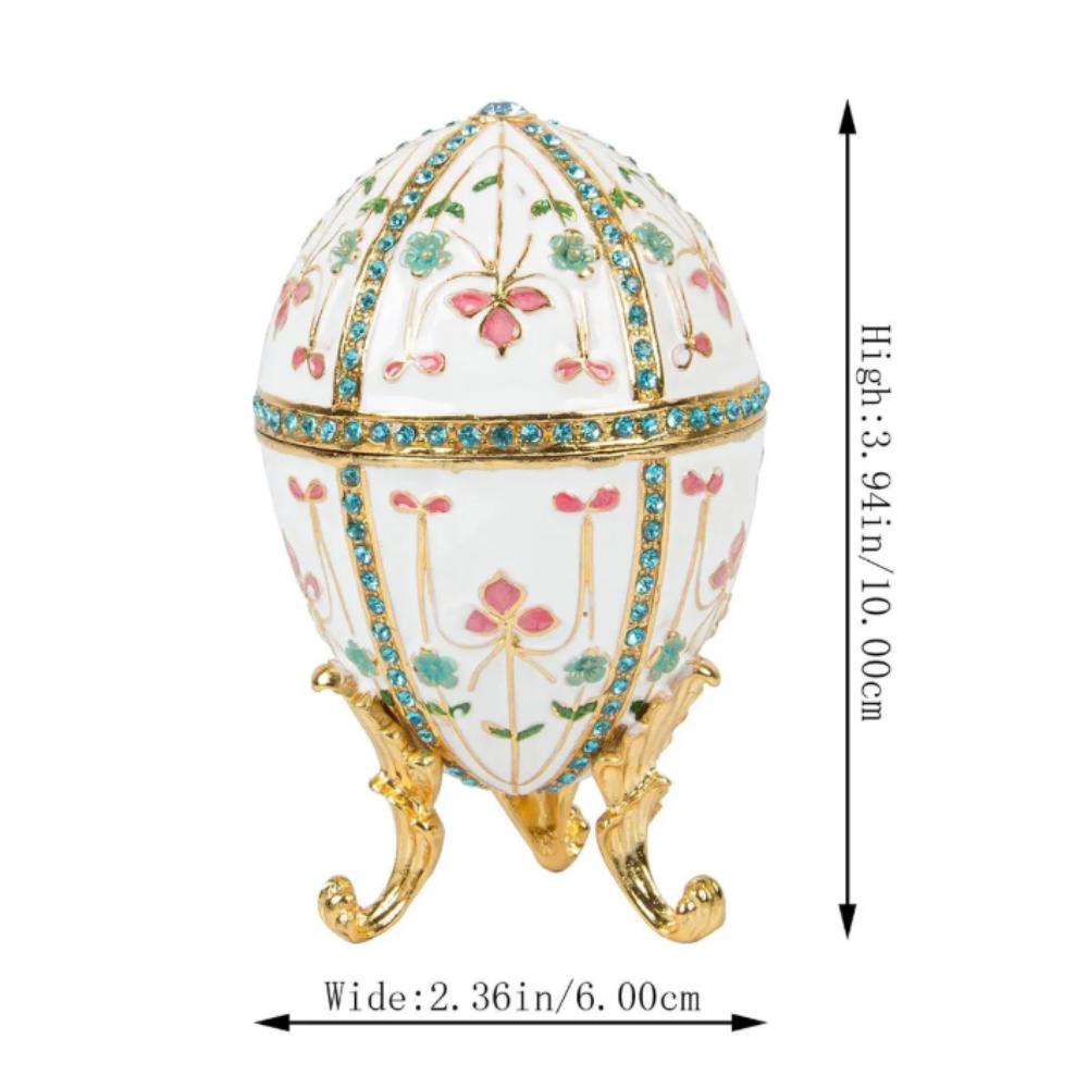 Beautiful Design Enamel Craft Egg European Style Metal Craft Jewelry Organizer  Art Collection белый