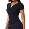 Womens V-Neck Slim Fit Short Sleeve Athletic Top Running Yoga Fitness Training Sportswear