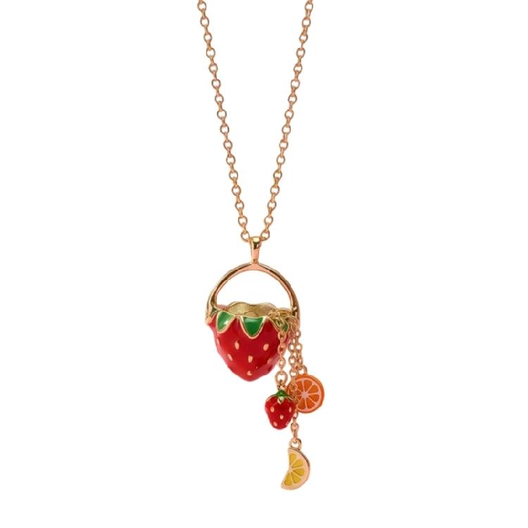 

Stylish Fruit Inspired Tassels Pendant Necklace Minimalist Versatile for Casual Work Party Collarbone Length Accessory