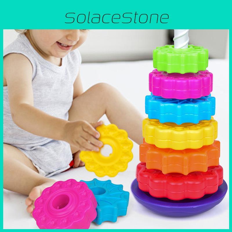 Rainbow Rotating Baby Early Education Stacking Circle Children's Educational Toy