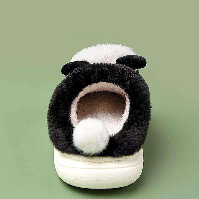 WTEMPO Unisex Niedliche Cartoon Panda Baumwollpantoffeln Rutschfest Warm Plüsch Indoor Zuhause Baumwollmischung Weiche Geschlossene Zehen Schuhe