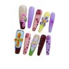 Elegant 3D Hand-painted Long Wearable Nails - European & American Style Manicure