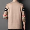 Long Sleeves Pockets Thickened Warm Cardigan Sweater Men Autumn Winter Patchwork Color