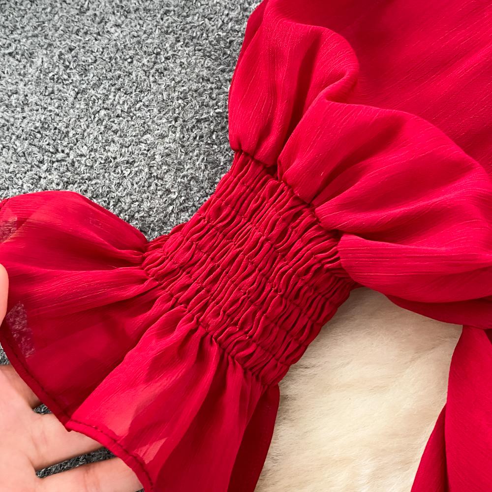 Новое повседневное весенне-летнее однотонное тонкое полное женское платье трапециевидной — фото 15