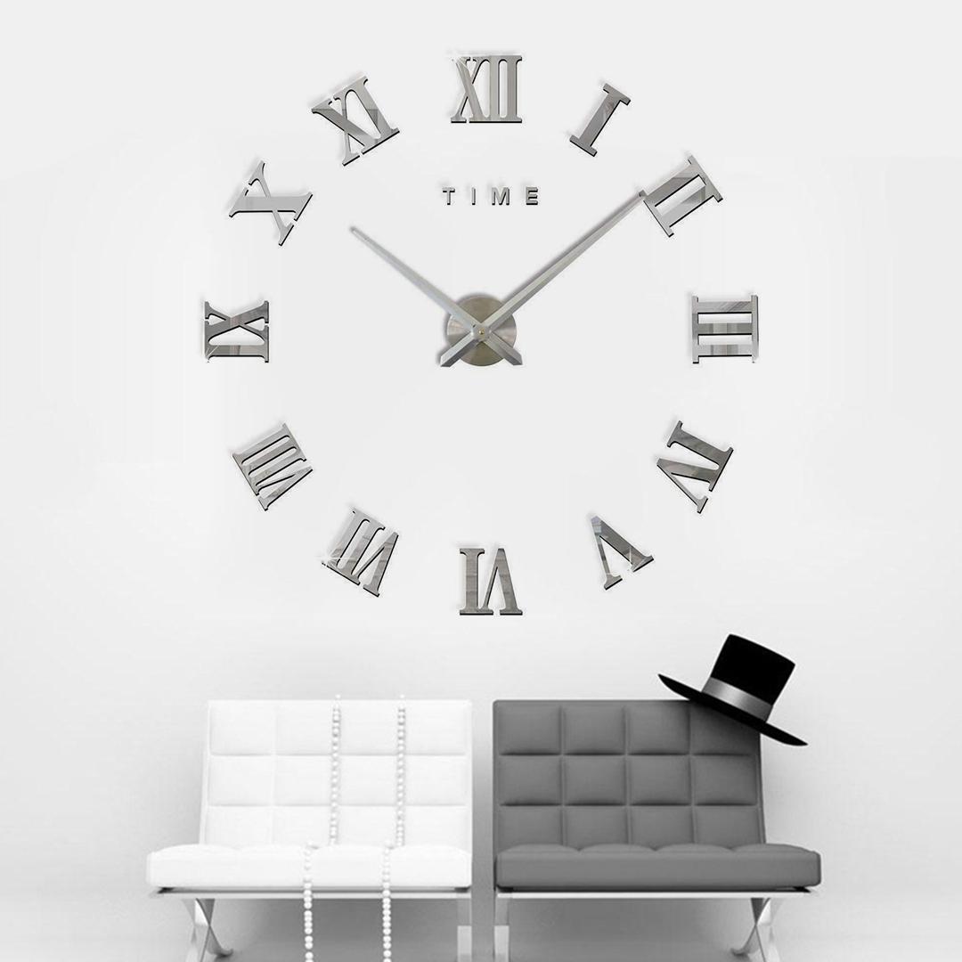 

Креативний дзеркало настінний стікер годинник 3D вітальня офісне оформлення срібло