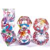 Resin Dice Set Luminous Sand, Dragon and Dungeon Polyhedral Dice, Punk Style Role-Play RPG Explorer MTG Pioneer Game DND Dice Set