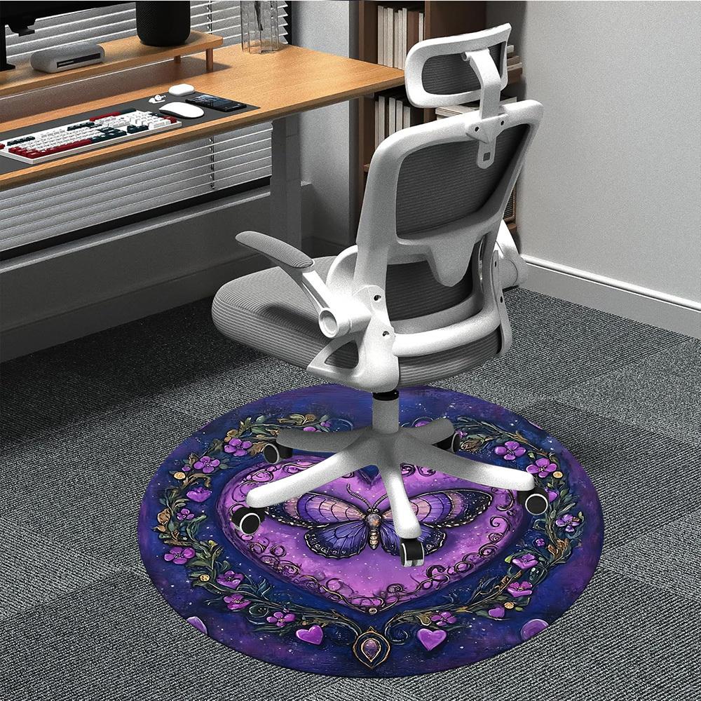 

1pc Butterfly Heart Decorative Carpet for Office Non-Slip, Round Carpet, Soft & Comfortable, Carpet for Office, Round Floor Mat yy251225169 80cm by 80cm