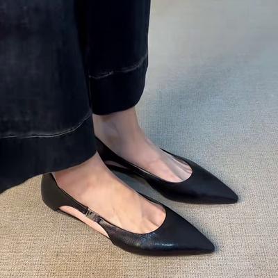 Sheepskin Version Hollow Flat Heel Pointed Hollow Small Single Shoes Women's Spring and Summer New Shallow Mouth Beautiful High-end Single Shoes Women
