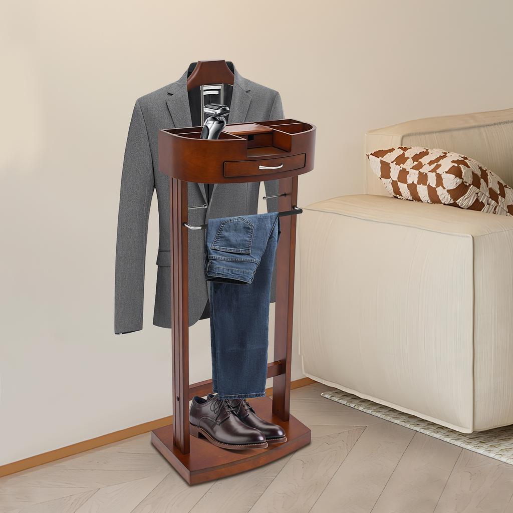 Birkenanzugständer, Brauner Freistehender Kleiderständer 43*33.5*107cm für Schlafzimmer, Wohnzimmer