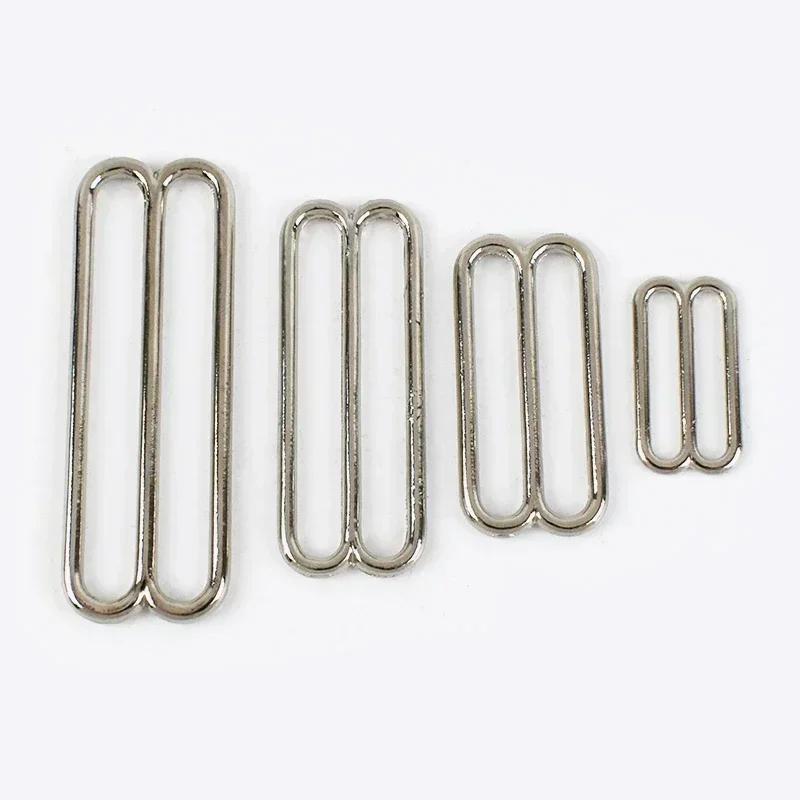 Meetee 30Pcs 20/25/30/40/50mm Metal Tri-Glide Adjust Buckles Bra Strap Clasp Decoration Underwear Ring Hook Sewing Accessories