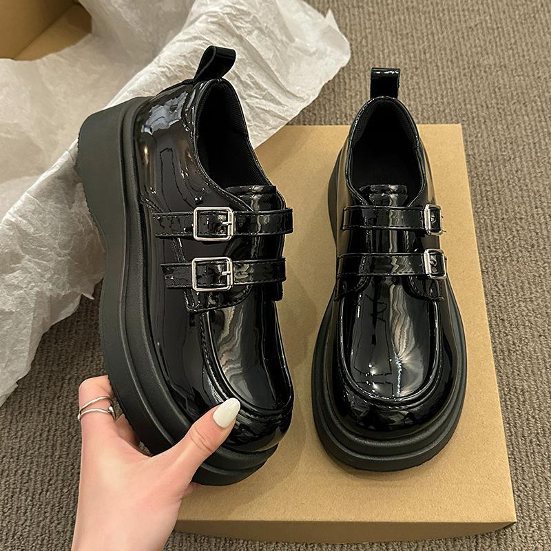

Маленькие кожаные туфли женские туфли-лодочки новые летние весенние и осенние универсальные туфли на платформе черные женские туфли 40