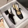 Square head bag head half slippers women wear new Mary Jane shoes high heels empty sandals women's summer thick heels