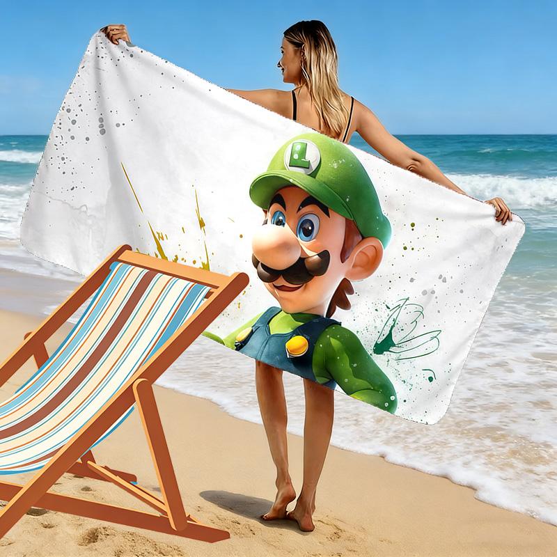 Luigi & Mario Car Trip Print Beach Towel, Large Soft Quick Dry Towel for Beach Camping Swimming