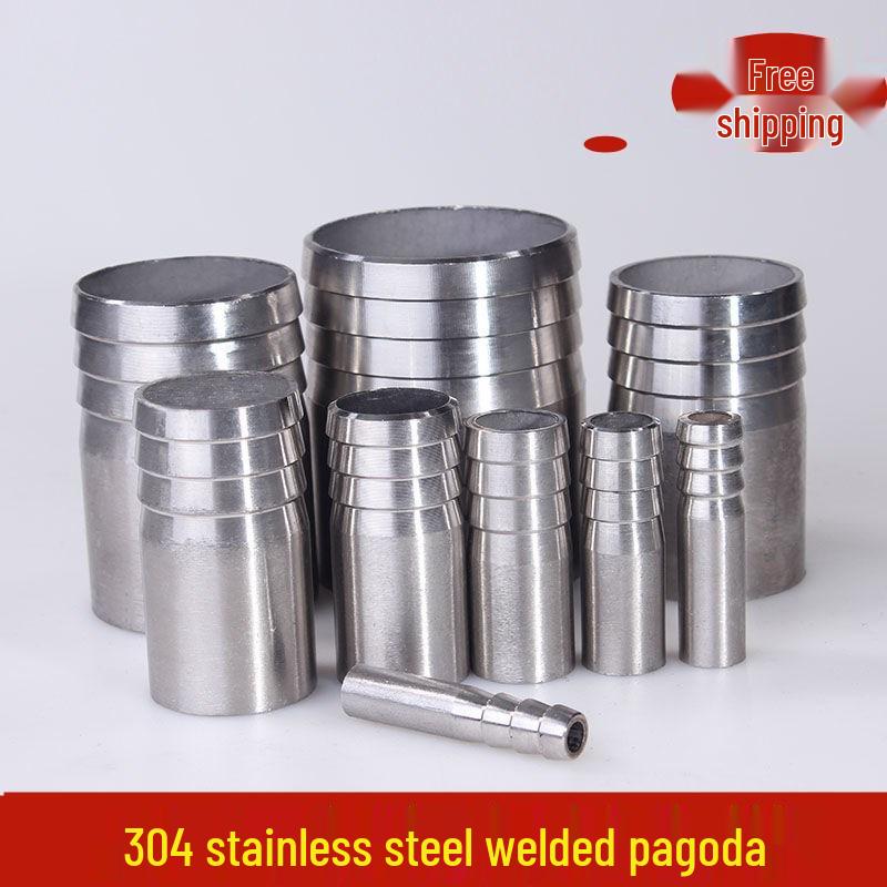 

304 Stainless Steel Single Head Pagoda Air Hose Connector Nozzle (Sizes: 6-8-10-12-16-25-89) Outer Diameter φ6*25mm (Unpolished)