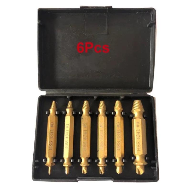 6Pcs/Set Damaged Screw Extractor Set, Double End Broken Bolt Remover Tool, Easy Out Stripped Screw & Broken Head Bolt Extractor