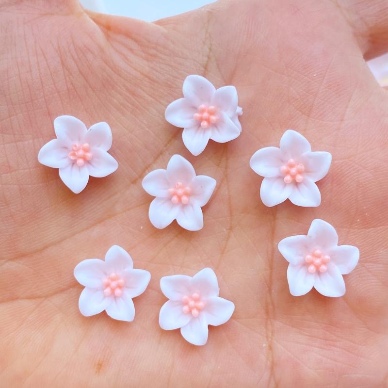 60Pcs New Cute 13mm Mini Flower Series Resin Flatback Cabochon Scrapbook Kawaii Embellishments Accessories