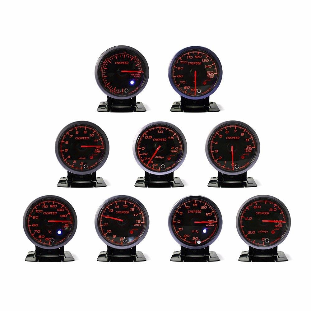 CNSPEED 2.5" 60mm New Boost Gauge Exhaust Gas Car Temperature Gauge Oil Pressure Water Temperature Oil Temperature Voltage Meter