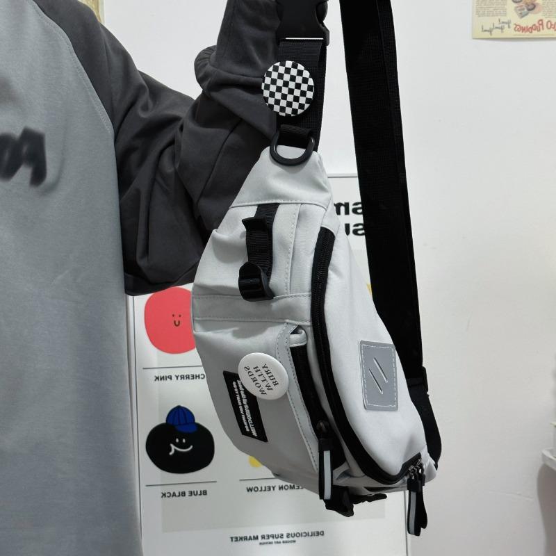 

Спортивная сумка кроссбоди Харадзюку, корейская универсальная студенческая сумка на одно плечо для велоспорта, поясная сумка Small with pendant серый