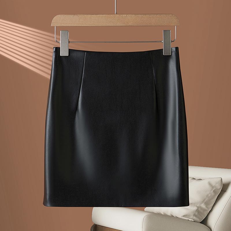 2026 Autumn/Winter Women's High Waist Genuine Lambskin Leather Skirt - Slimming, Hip-Hugging, and Sexy.