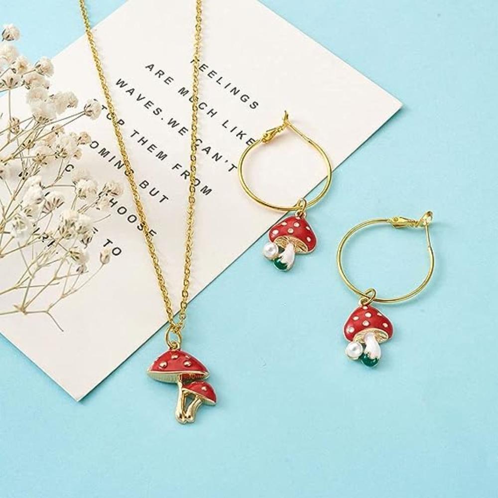 20pcs 20pcs Enamel 5 Shapes Red Mushroom DIY Mushroom Pendant Charms  Women
