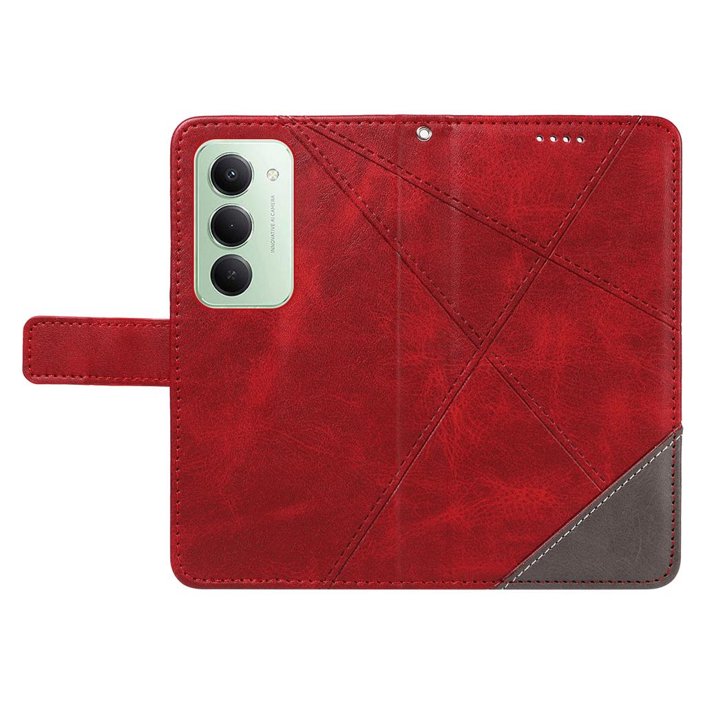 For Xiaomi Redmi 15 4G (EU) (171mm) Leather Case Geometric Line Design Wallet Phone Cover with Wrist Strap