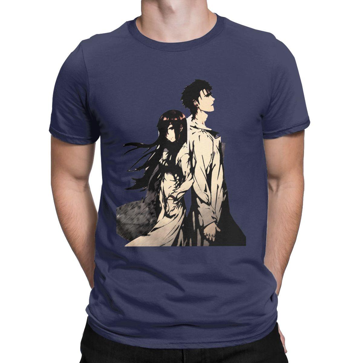 

Мужская футболка Okabe Rintarou & Moe Kurisu Steins Gate Хлопковая одежда Винтажная с коротким рукавом с круглым вырезом Уникальные футболки 4XL