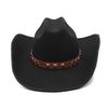 9.5 Великі Козирки Завиток Зверху Ковбойський Джазовий Циліндр Сезонний Вовняний Циліндр Простий Фетровий Капелюх