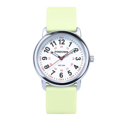 PINDOWS Silicone Band Design Analog Quartz Watch For Young Generations and Students High Visibility Waterproof Unisex Wristwatch Dial with Luminescent