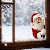 Christmas Window Decorations Peeking Santa Claus Static Cling No‑Glue Sticker Festive Art Reusable Glass Decal Holiday Atmosphere Decor for Home