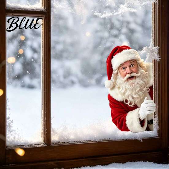 Christmas Window Decorations Peeking Santa Claus Static Cling No‑Glue Sticker Festive Art Reusable Glass Decal Holiday Atmosphere Decor for Home