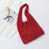 Women Shoulder Bag Wide Straps Large Capacity Solid Color Handbag Commuting Style Decorative Knitting Shoulder Bag