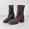Bow High Heels Ankle Boots Women's Designer Chunky Suede Shoes 2026 Winter Fashion Boots New Pumps Chelsea Gothic Mujer Botas