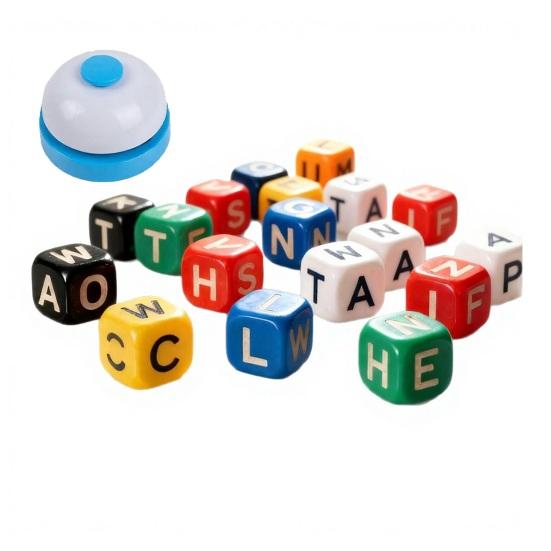 60Pcs/Set Dice Word Game Brain Exercise Scrambled Crossword Dice Game 1-5 Players Travel-Friendly Dice Board Game