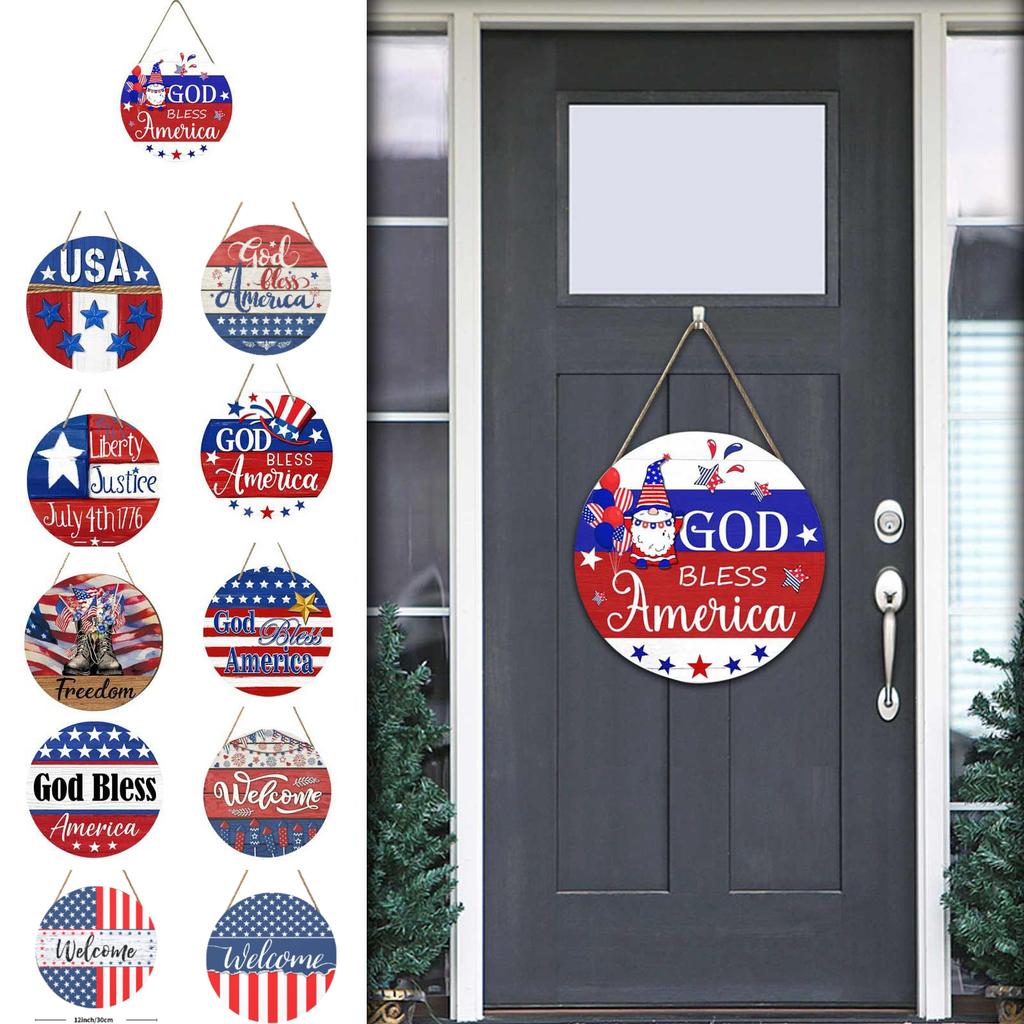 Independence Day Wooden Door Pendant Arrangement Home Decoration Party Props Flag Hanging