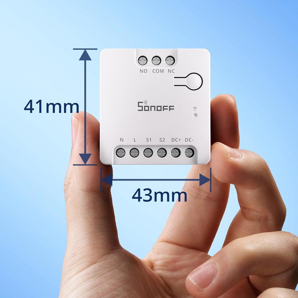 SONOFF WiFi Mini-D Smart Switch with Matter,Home Automation,Dry Contact Output,Supports AC or DC Input,Compatible Alexa & Google Home,for Garage