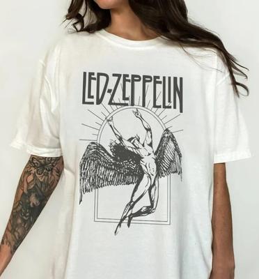 Koszulka Rockowa Led Zeppelin, Vintage Koszulka Muzyczna Led Zeppelin z Trasy 70s, Koszulka Unisex