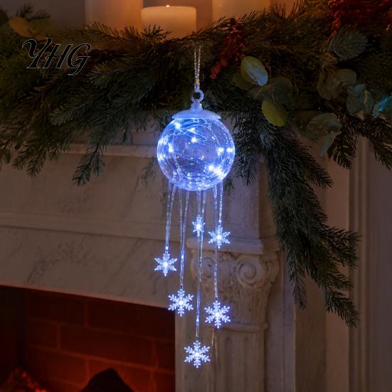 Reusable Festive Ornaments LED Hanging Christmas Ornament, Icy Glow Sparkling Snowflake Cascade Decoration, Party Favors Winter Lighted Decor for Tree