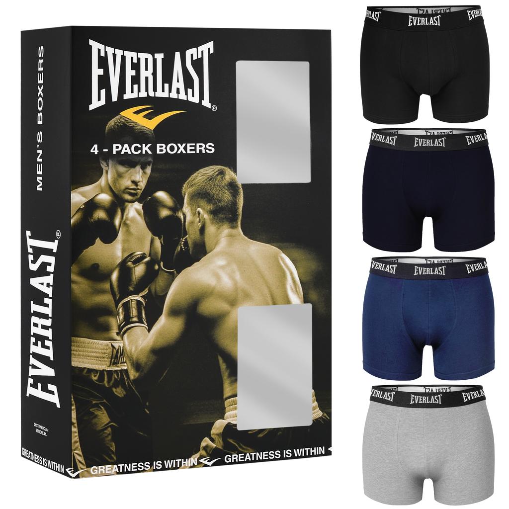 EVERLAST Men’s Boxer Briefs, 4-Pack, Cotton, Assorted Colors